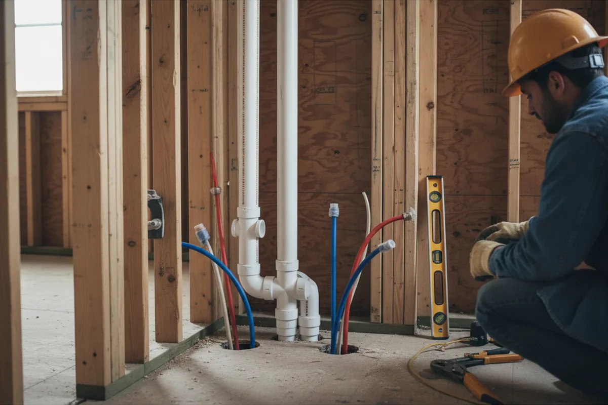 Drain and supply rough-in during Leak Detection in Corpus Christi