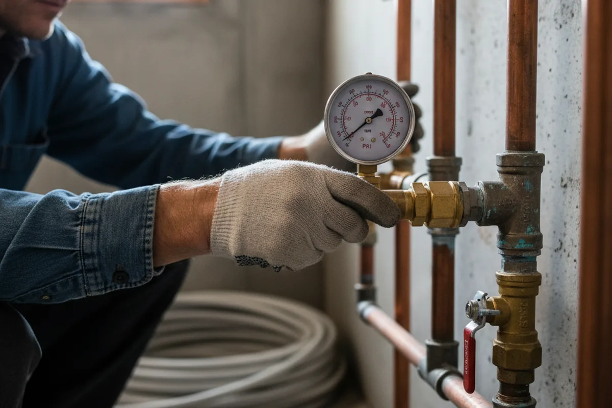 Pressure testing a repaired line during Water Line Repair in Corpus Christi